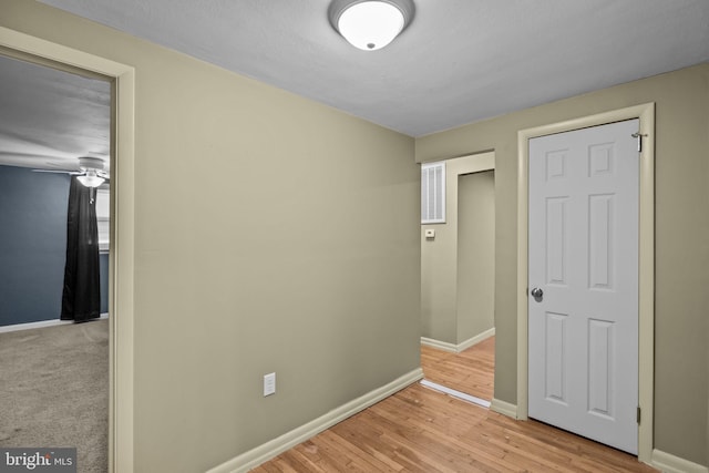 unfurnished bedroom with light wood-type flooring