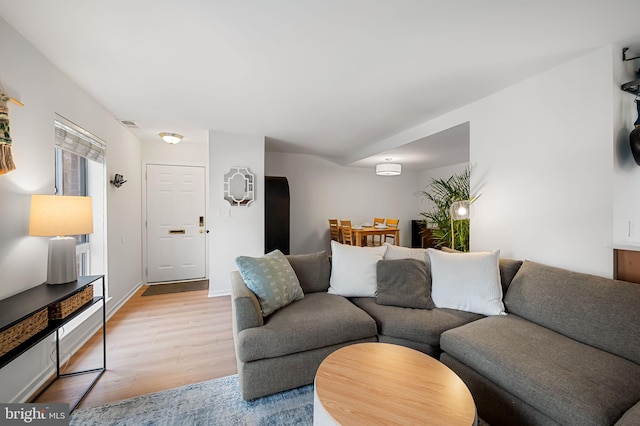 living room featuring light wood-type flooring