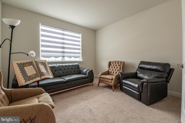 living room with light carpet