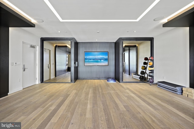 interior space with light hardwood / wood-style floors