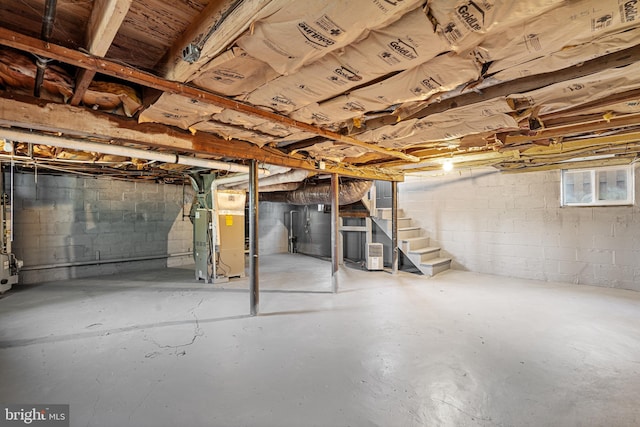 basement with heating unit