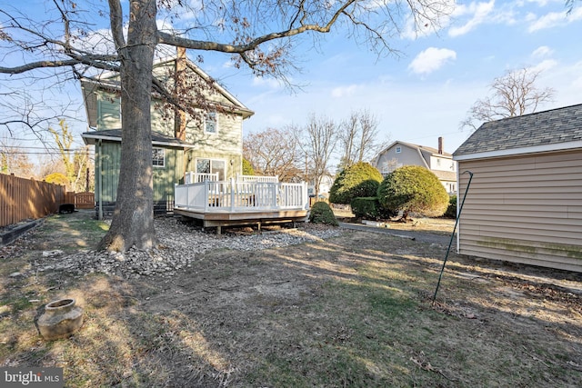 view of yard featuring a deck