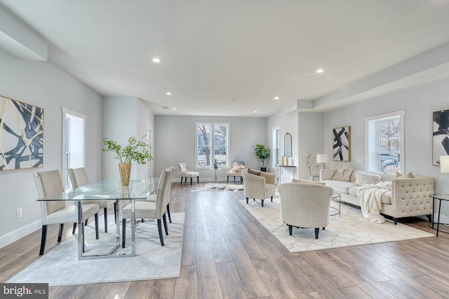 living room with light hardwood / wood-style floors