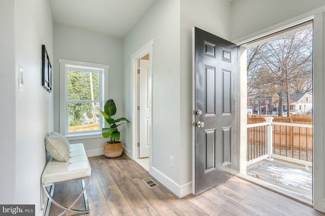 foyer entrance featuring hardwood / wood-style floors