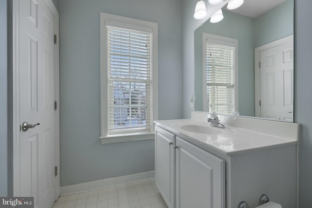 bathroom with vanity and tile patterned floors