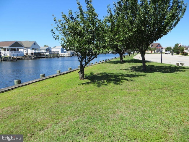 view of yard featuring a water view