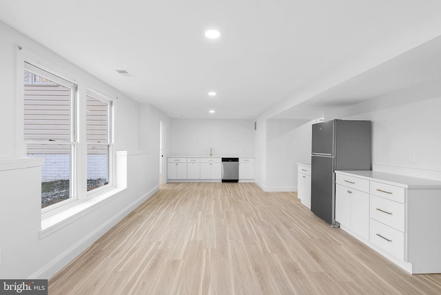 unfurnished living room featuring light hardwood / wood-style floors