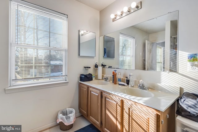 bathroom with vanity and plenty of natural light