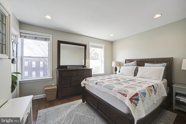 bedroom featuring dark hardwood / wood-style floors