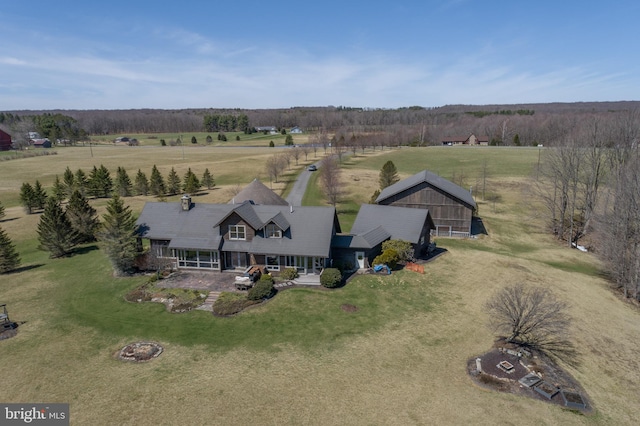 drone / aerial view with a rural view