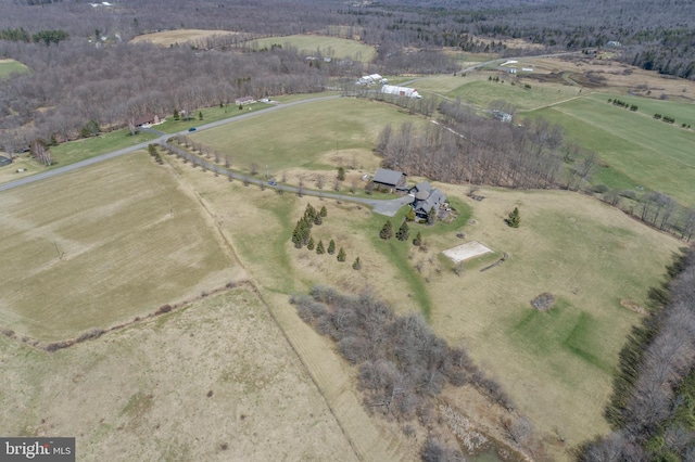 aerial view with a rural view