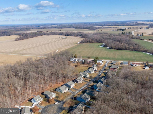 bird's eye view with a rural view