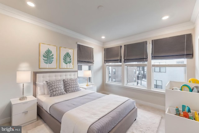 bedroom featuring crown molding