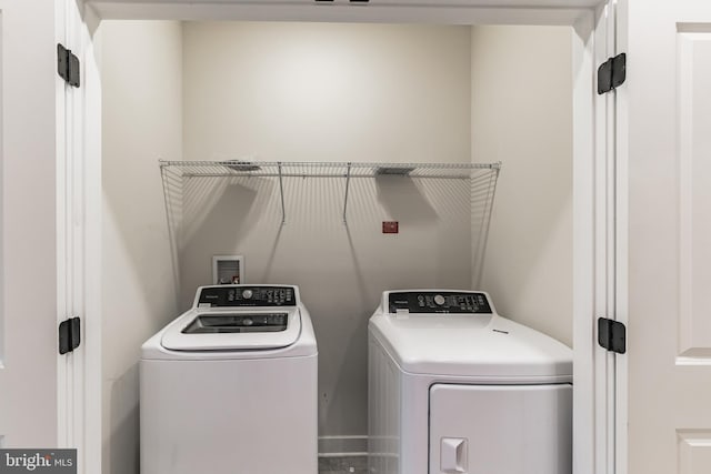 laundry room with washing machine and clothes dryer