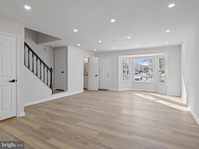 unfurnished living room featuring light hardwood / wood-style flooring