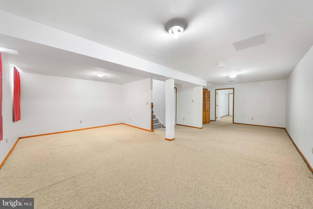 basement featuring carpet floors