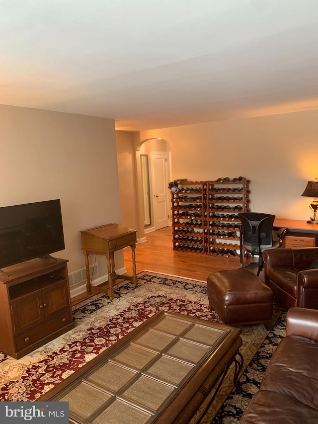 living room featuring light wood-type flooring