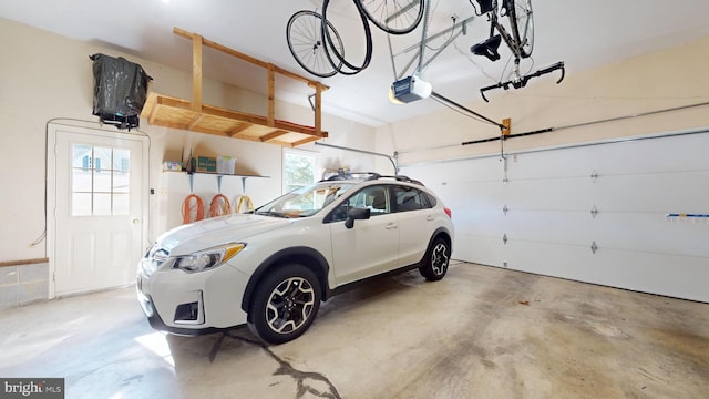 garage with a garage door opener