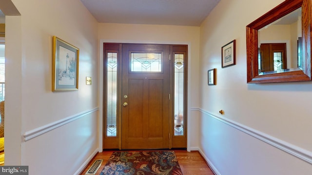 entrance foyer with light hardwood / wood-style floors