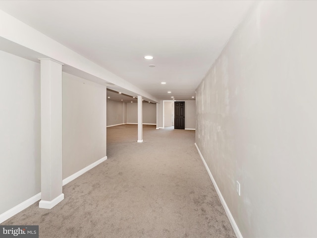 basement featuring carpet floors