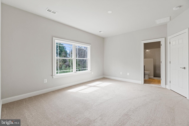 spare room featuring light carpet