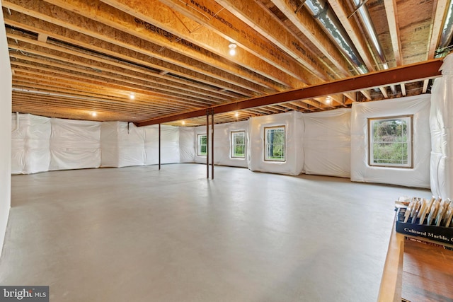 basement with a wealth of natural light