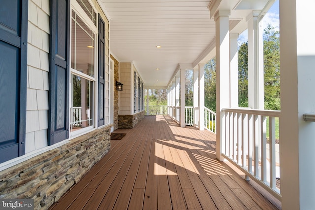 deck featuring covered porch