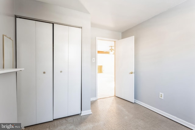 unfurnished bedroom featuring a closet