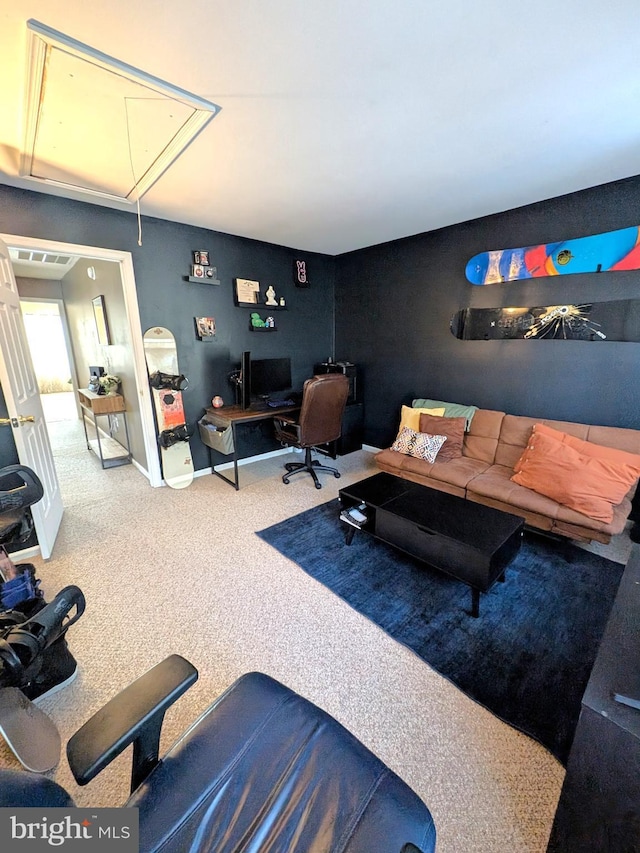 living room with carpet floors