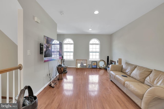 living room featuring light wood-type flooring