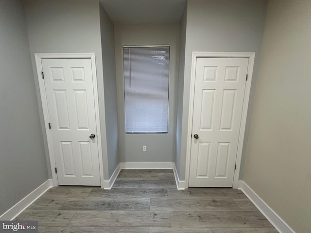 interior space with light hardwood / wood-style flooring