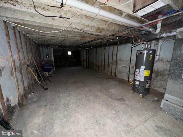 basement with gas water heater