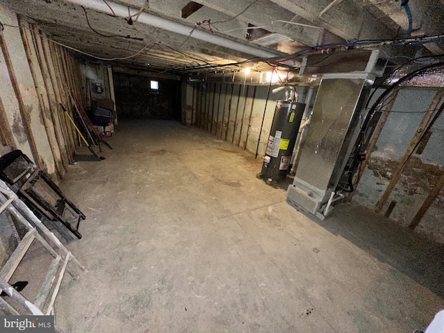 basement with gas water heater