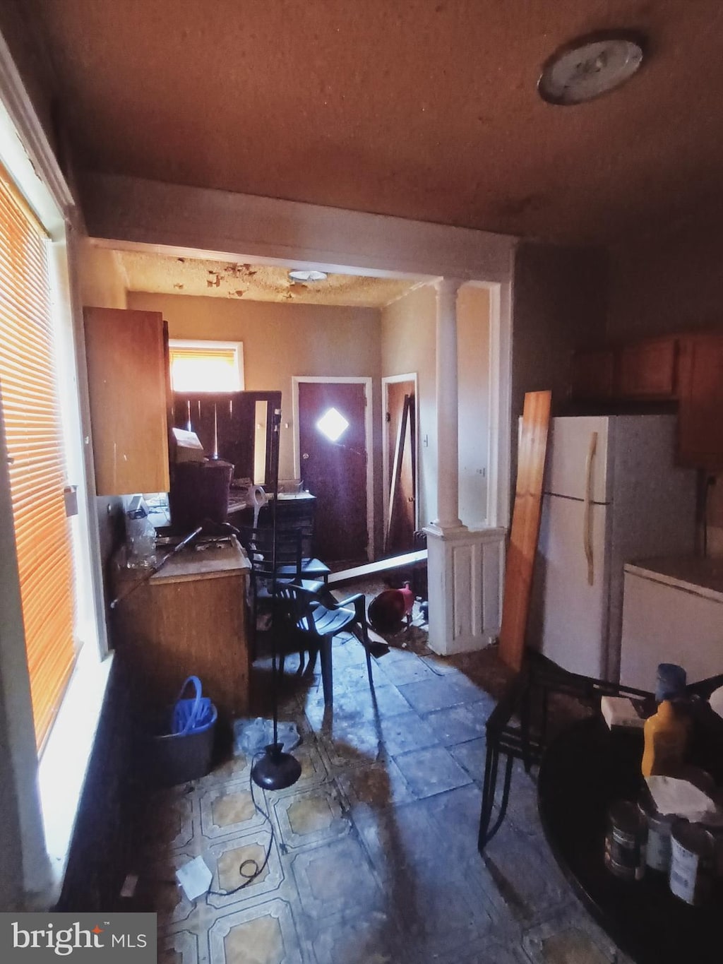 kitchen with white fridge