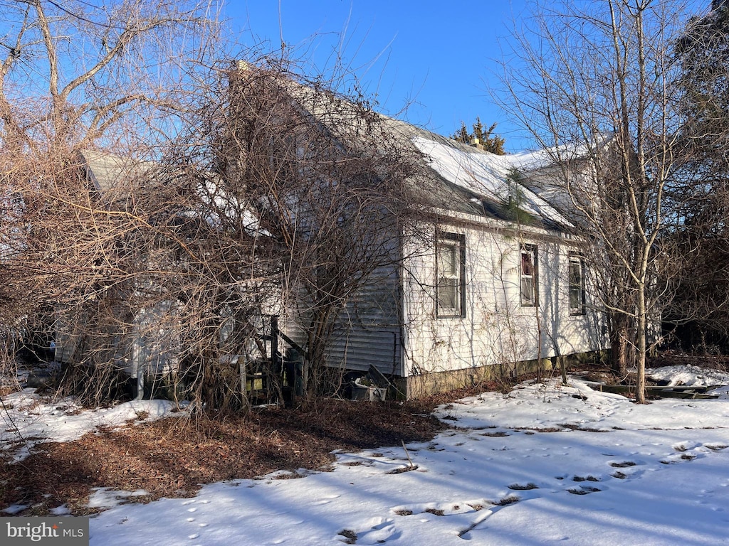 view of snow covered exterior