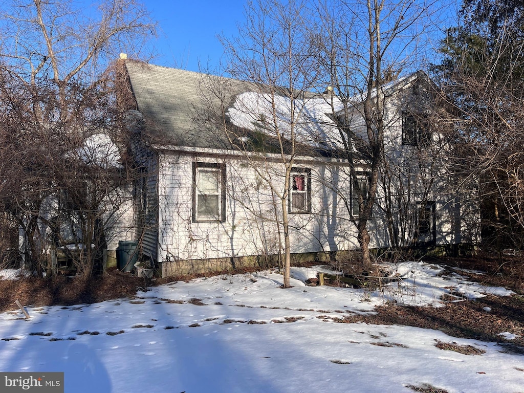 view of snow covered exterior