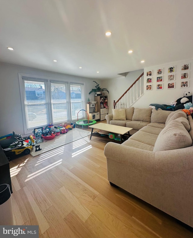 living room with hardwood / wood-style floors