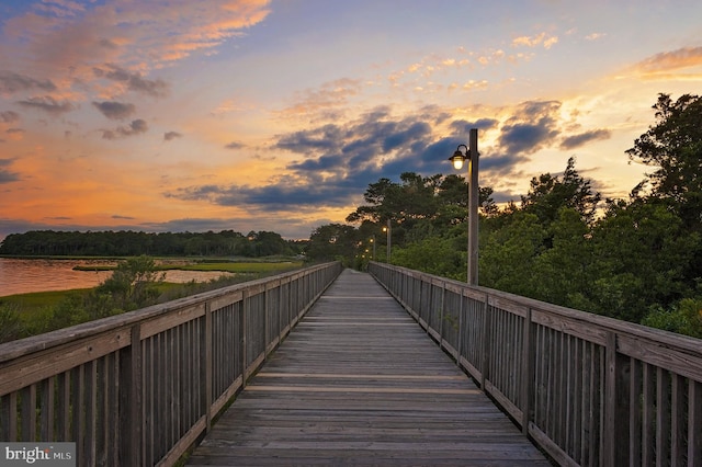 view of dock featuring a water view