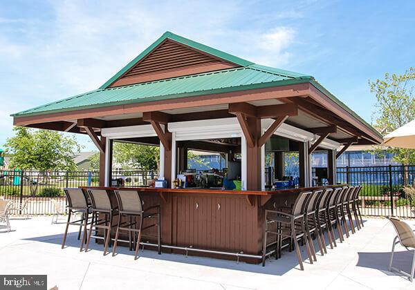 view of patio with exterior bar