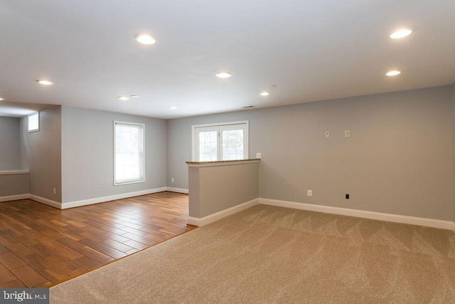 basement with carpet