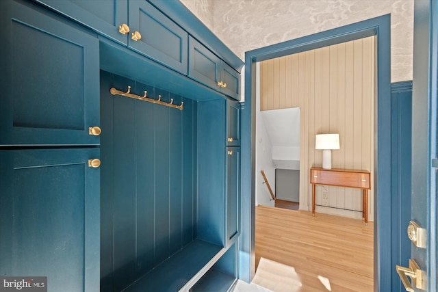 mudroom featuring light hardwood / wood-style flooring