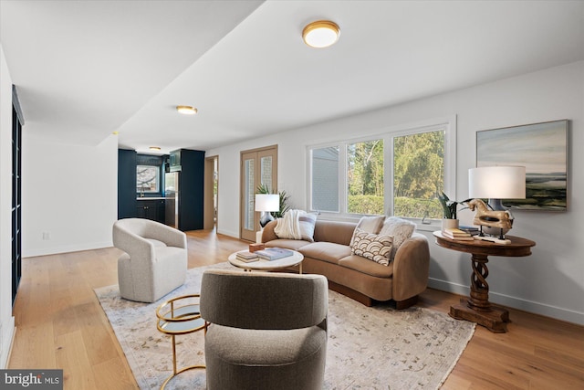 living room featuring light wood-type flooring