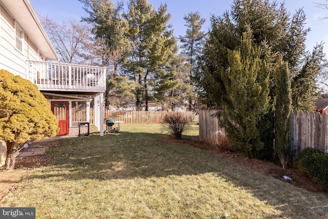 view of yard featuring a deck