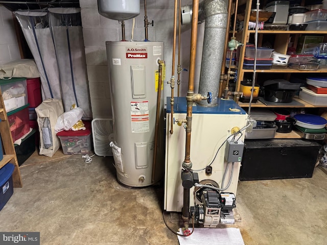 utility room featuring electric water heater