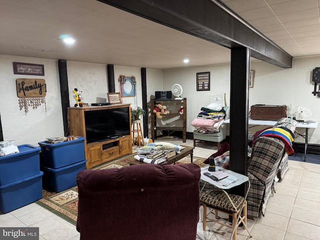 view of tiled living room