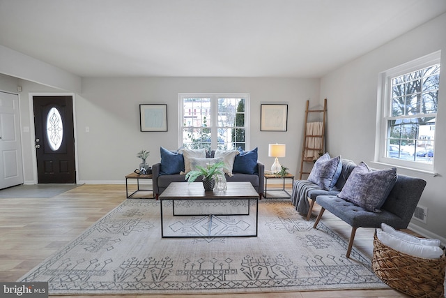 living room featuring light hardwood / wood-style flooring