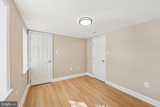 unfurnished bedroom with light hardwood / wood-style floors