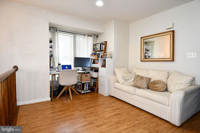 office space featuring light hardwood / wood-style flooring