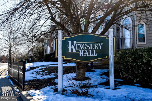 view of community sign