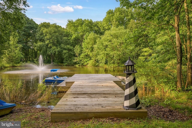 view of dock featuring a water view